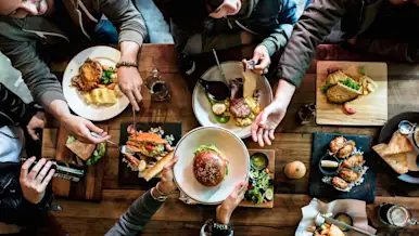 Table with food at a restaurant