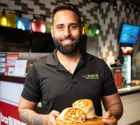Sunny Singh, owner of BarBurrito Canary District, Toronto, CA.