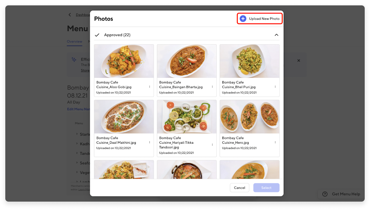 Merchant Portal - Upload New Photo