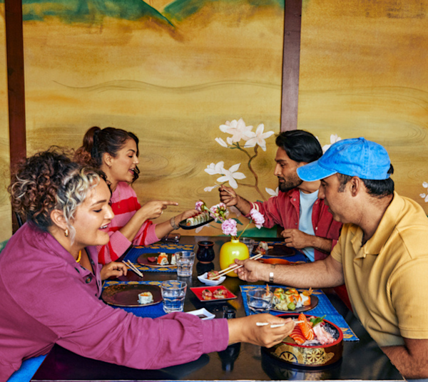 Group of friends dining out at a restaurant