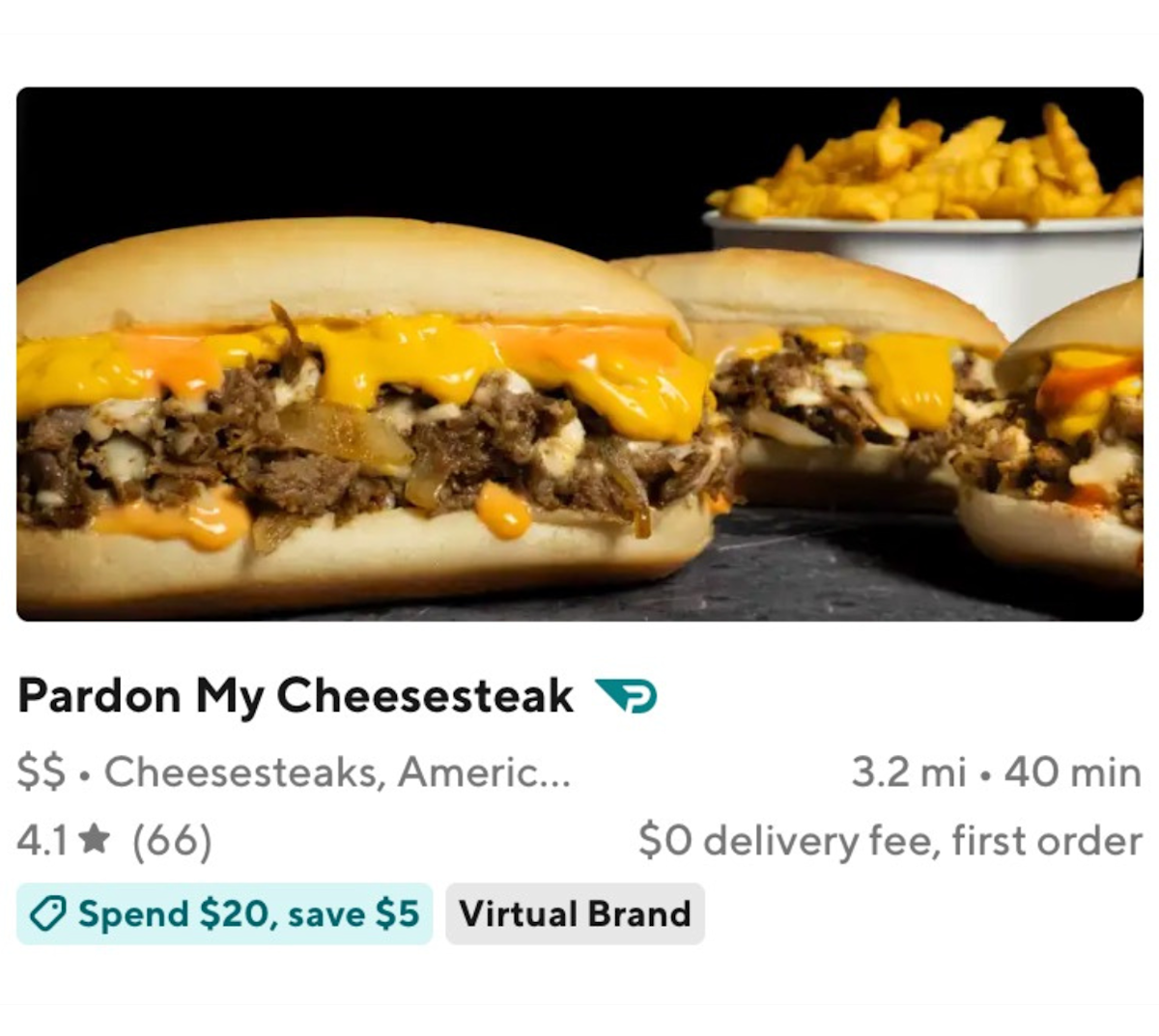 Pardon My Cheesesteak Promotion on DoorDash