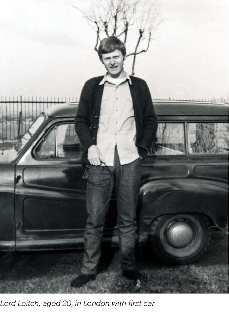 Lord Leitch, aged 20, in London with first car