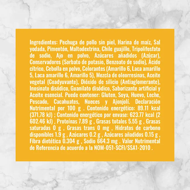 81473 FAJITAS DE PECHUGA DE POLLO ADOBADAS Info Nutrimental