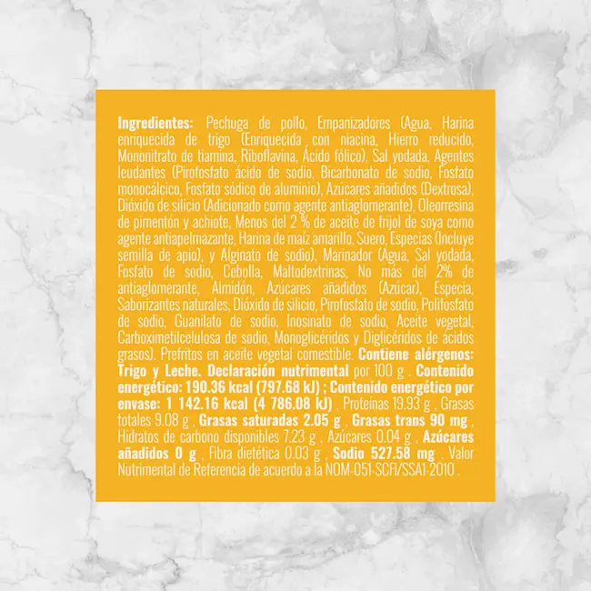 81032 80670 BONELESS DE POLLO NATURALES EMPANIZADOS Info Nutrimental