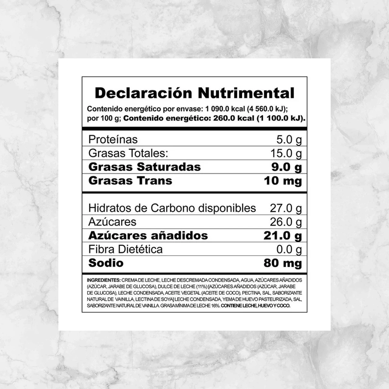 82151 HELADO DULCE DE LECHE HÄAGEN DAZS 473ML Info Nutrimental