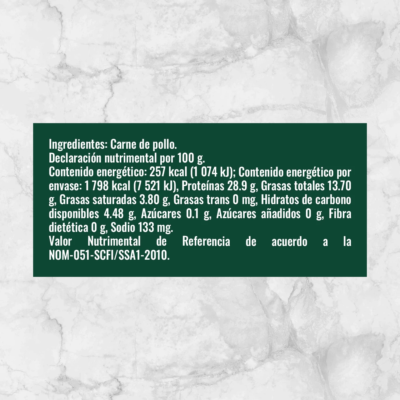 80329 PIERNAS DE POLLO CON PIEL Info Nutrimental