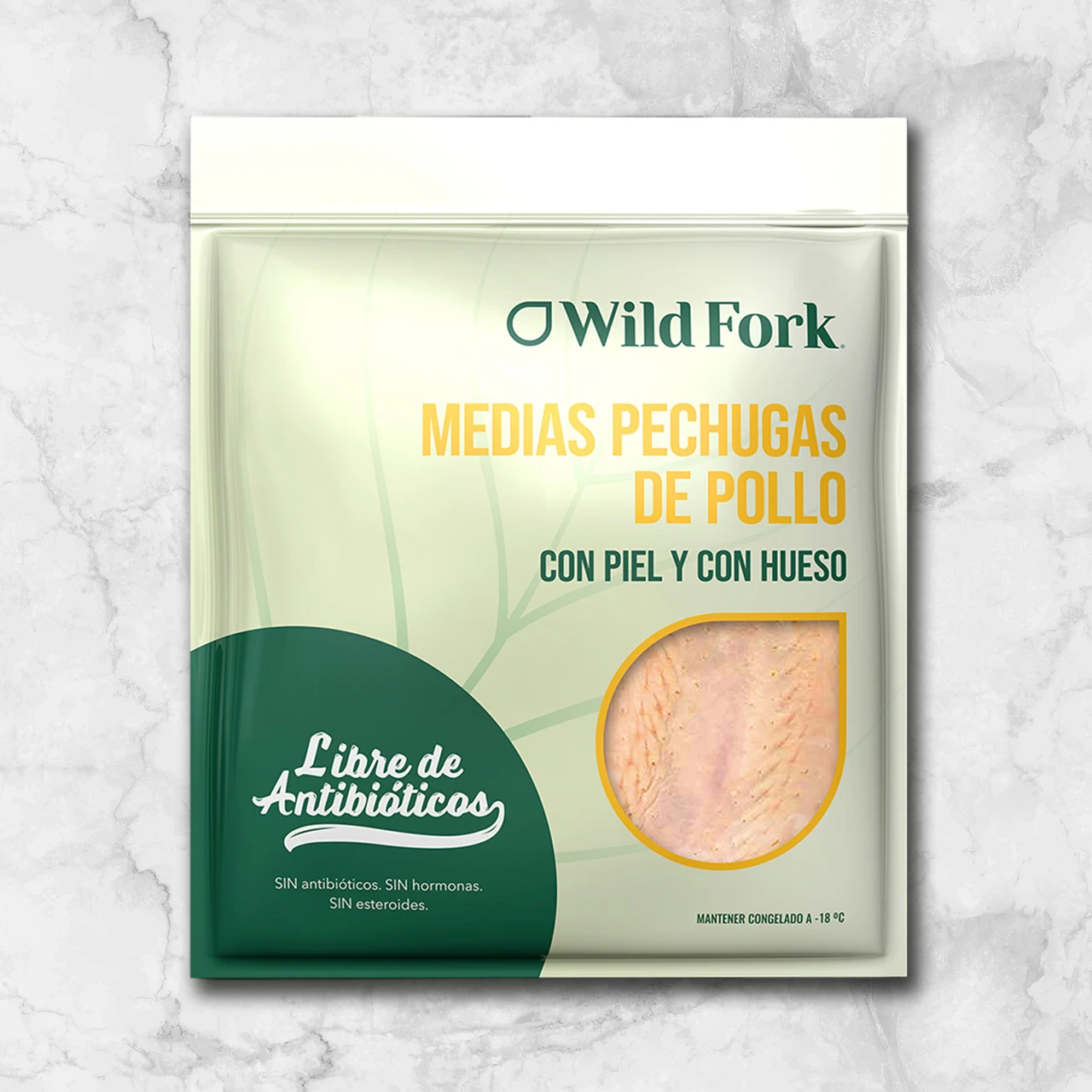 80561 WFMex Packaged MEDIAS PECHUGAS DE POLLO CON PIEL Y CON HUESO Aves