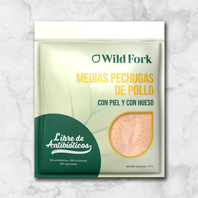 80561 WFMex Packaged MEDIAS PECHUGAS DE POLLO CON PIEL Y CON HUESO Aves