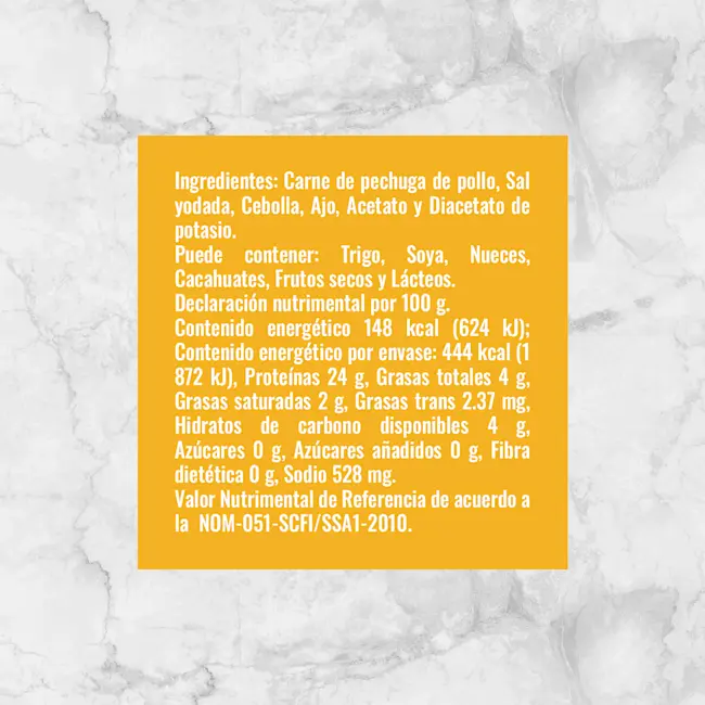 81175 CARNE DESHEBRADA DE POLLO Info Nutrimental