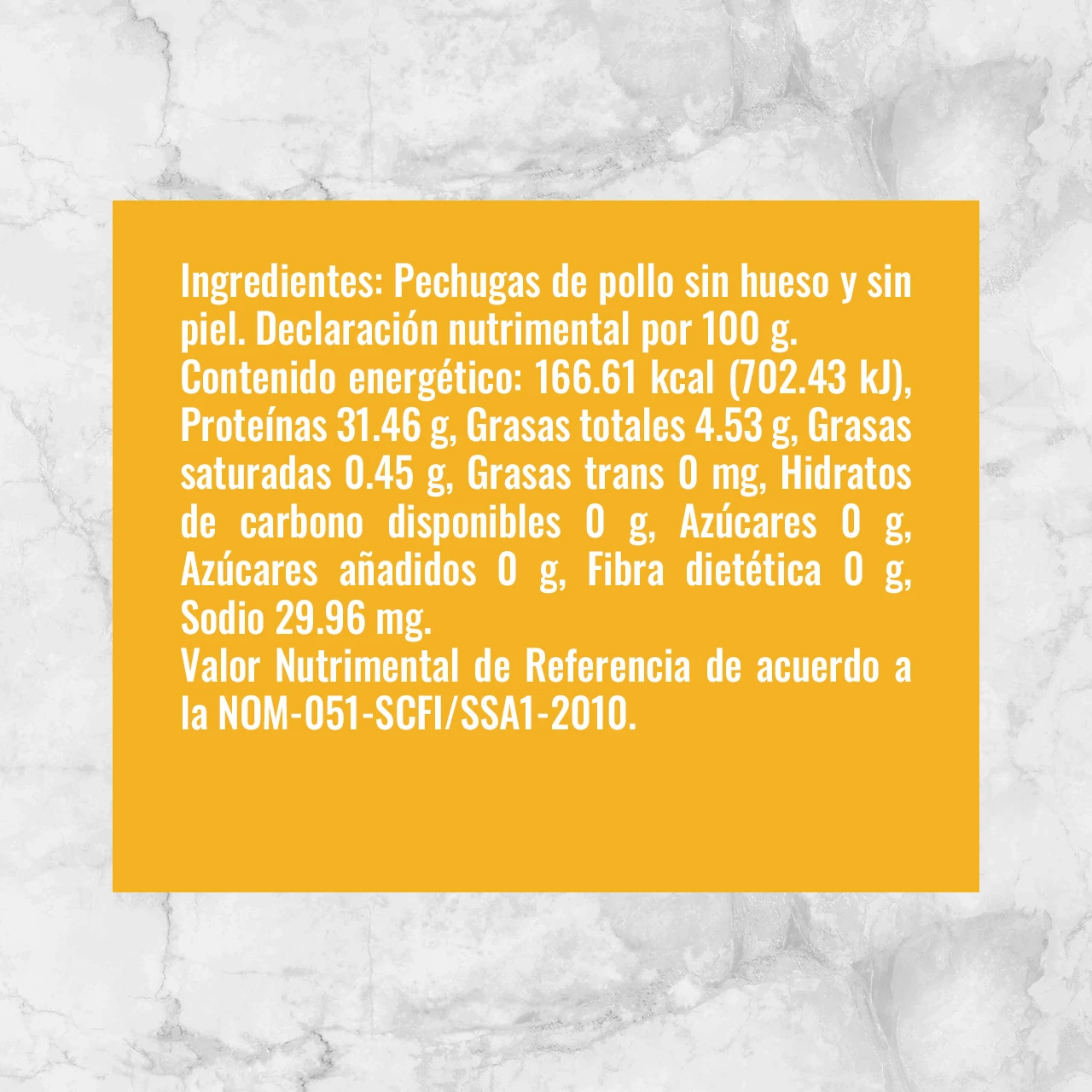 81120 PECHUGA DE POLLO SIN PIEL Y SIN HUESO Info nutrimental