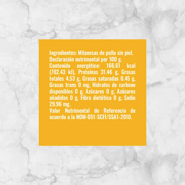81121 MILANESAS DE PECHUGA DE POLLO Info Nutrimental