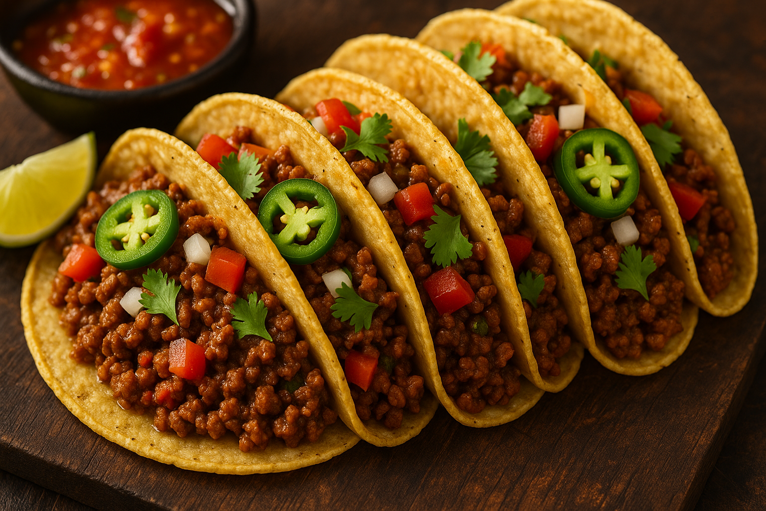 Tacos de Carne Molida con Chiles y Especias Mexicanas
