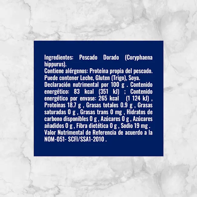 81222 POSTAS DE DORADO MAHI MAHI Info Nutrimental
