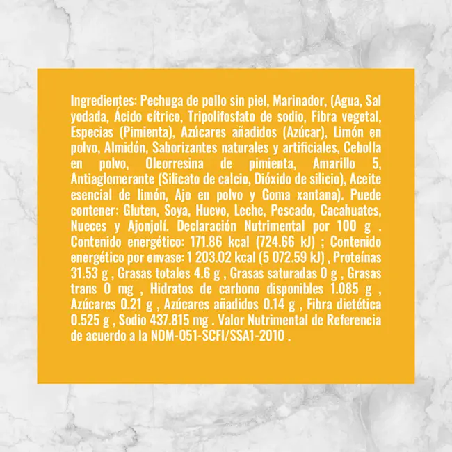 81559 FAJITAS DE POLLO PIMIENTA LIMÓN Info Nutrimental