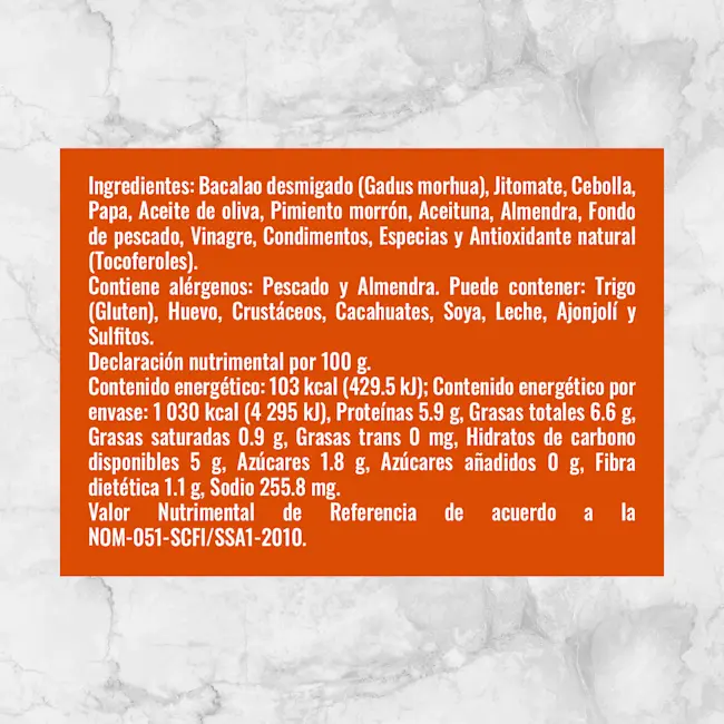 81914 BACALAO A LA VIZCAINA Info Nutrimental