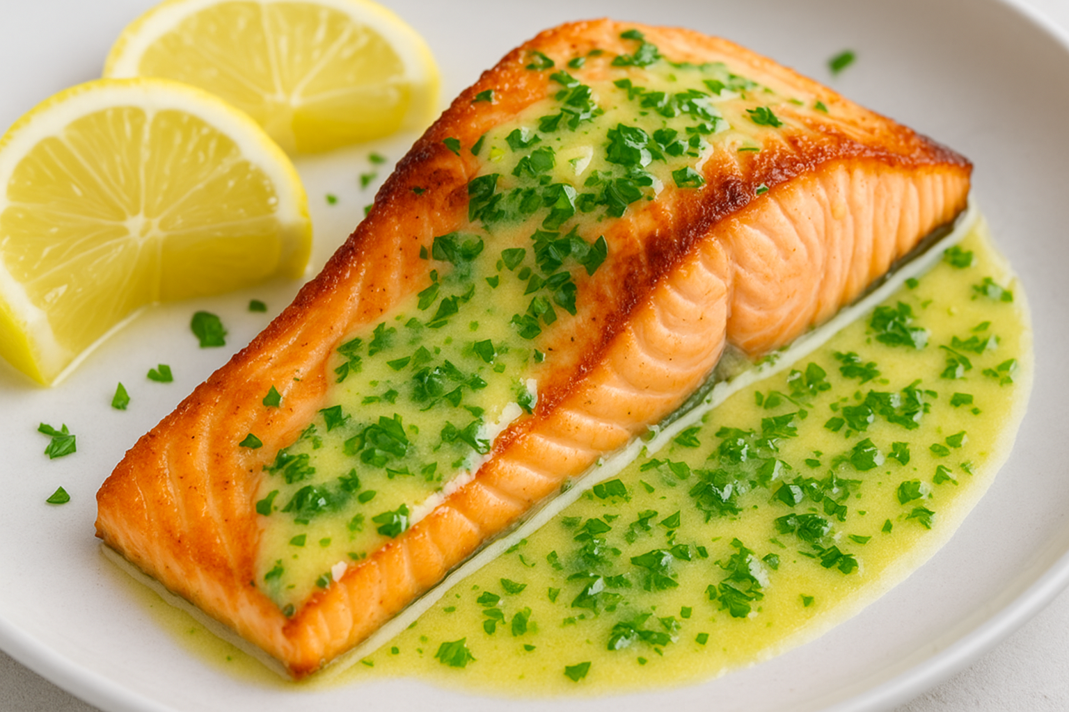 Salmón con Salsa de Limón y Perejil