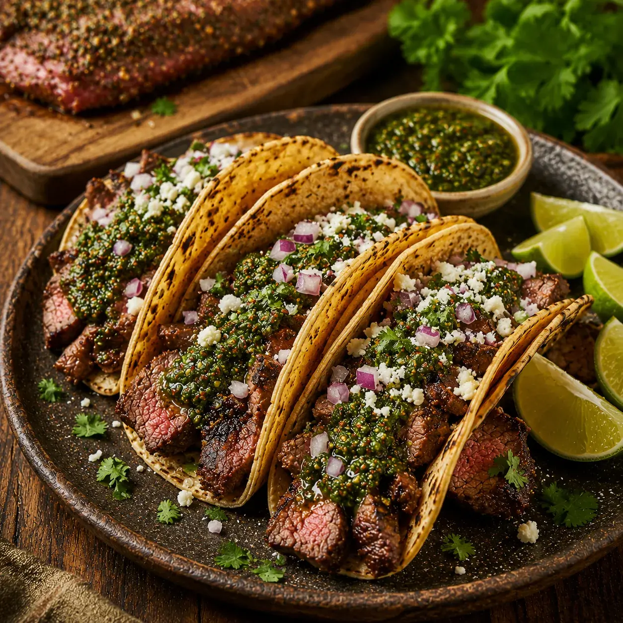 Chimichurri Ribeye Cap Steak Tacos