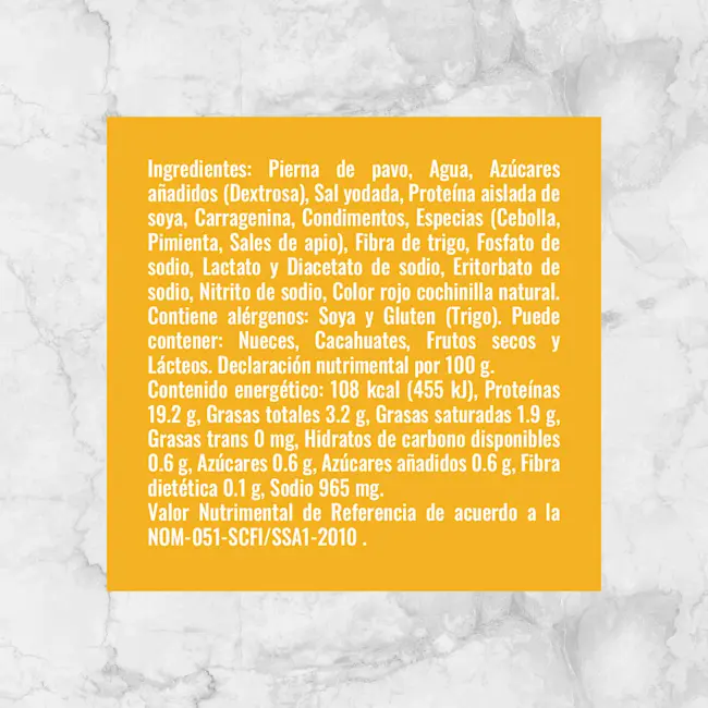 81362 PIERNA DE PAVO COCIDA Info nutrimental