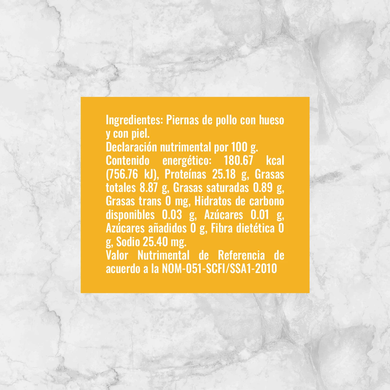 81123 PIERNAS DE POLLO CON PIEL Info Nutrimental