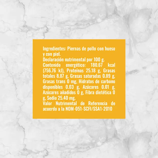 81123 PIERNAS DE POLLO CON PIEL Info Nutrimental