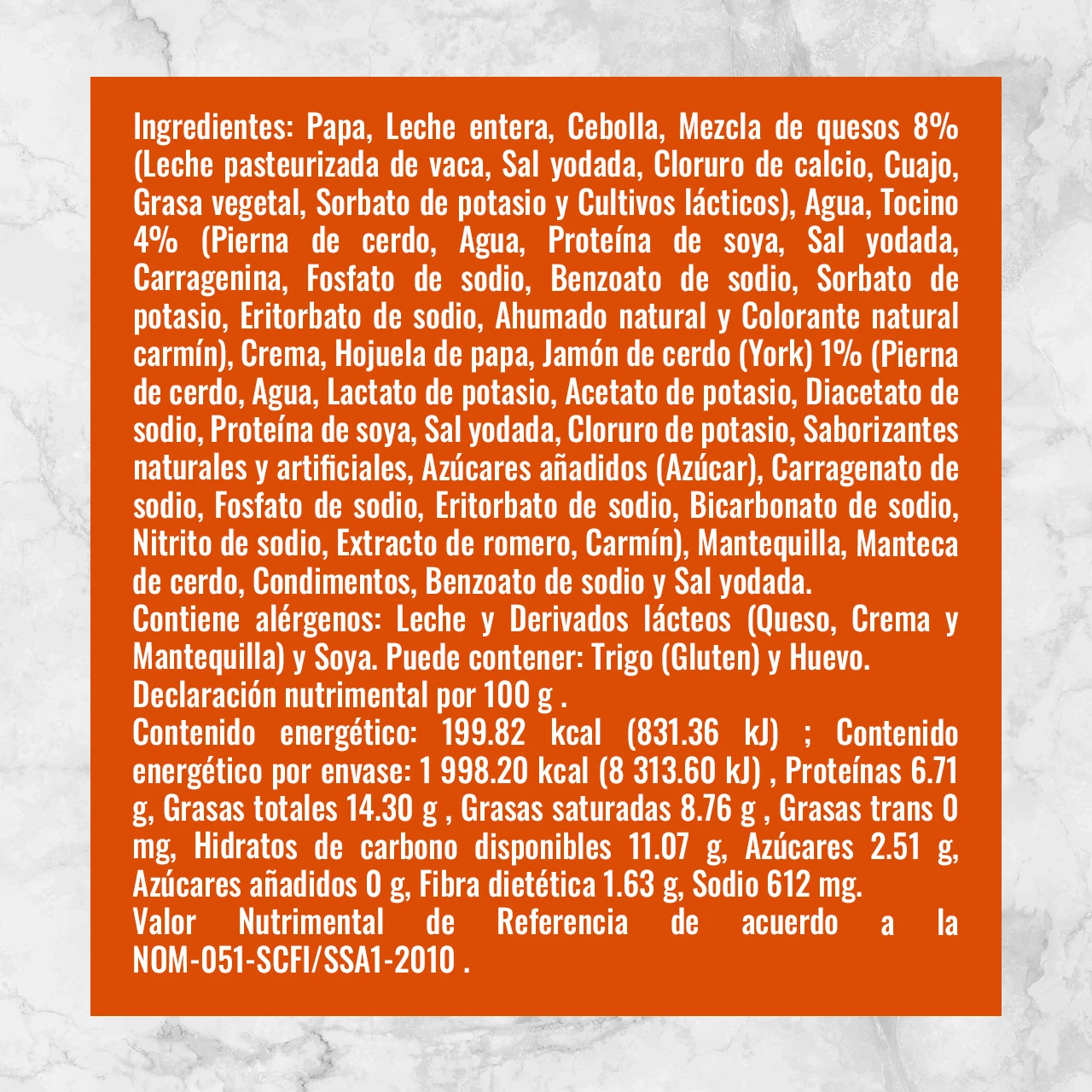 82153 GRATÍN DE PAPA Info Nutrimental
