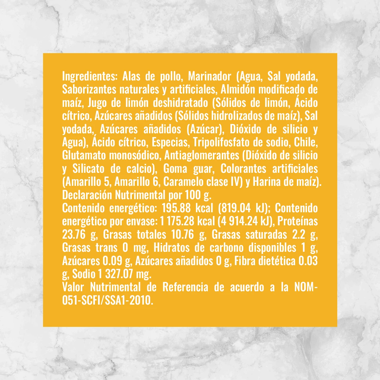 81905 ALITAS PICOSITAS TOCINO LIMÓN COCIDAS Info Nutrimental