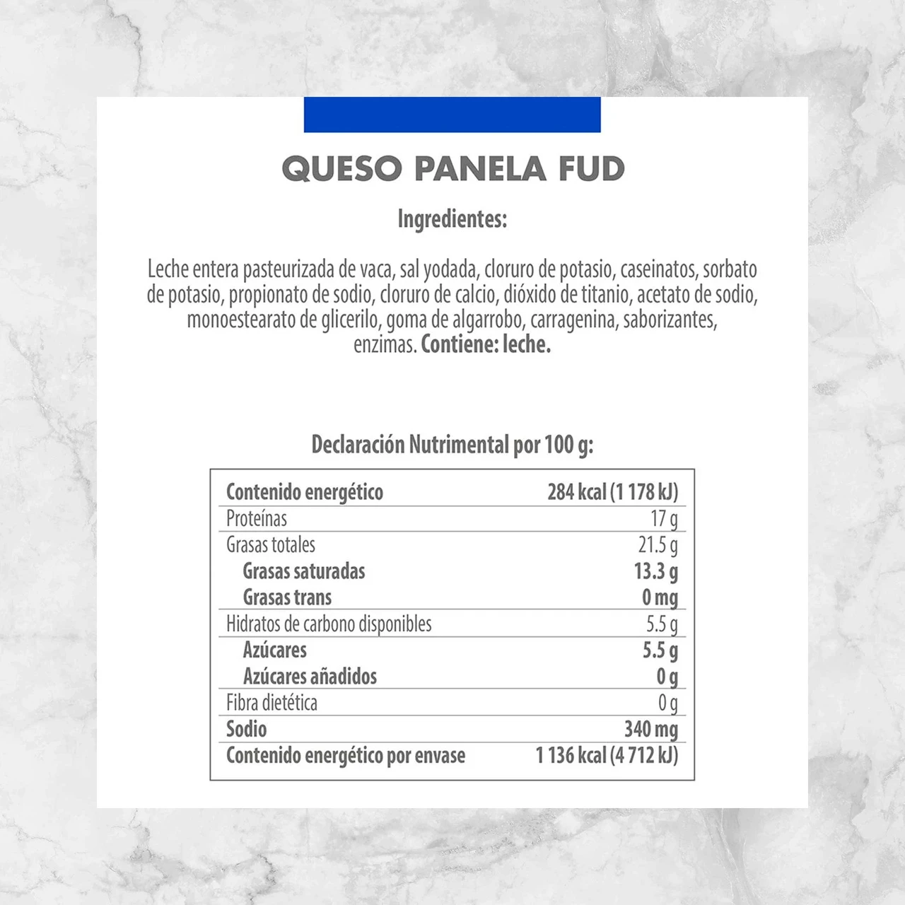 82410 QUESO PANELA FUD 400G Info Nutrimental