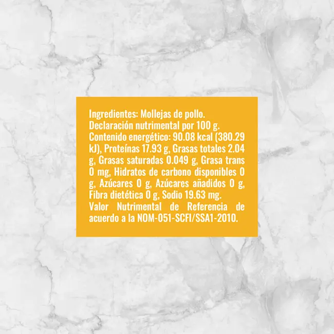 80307 MOLLEJAS DE POLLO Info Nutrimental