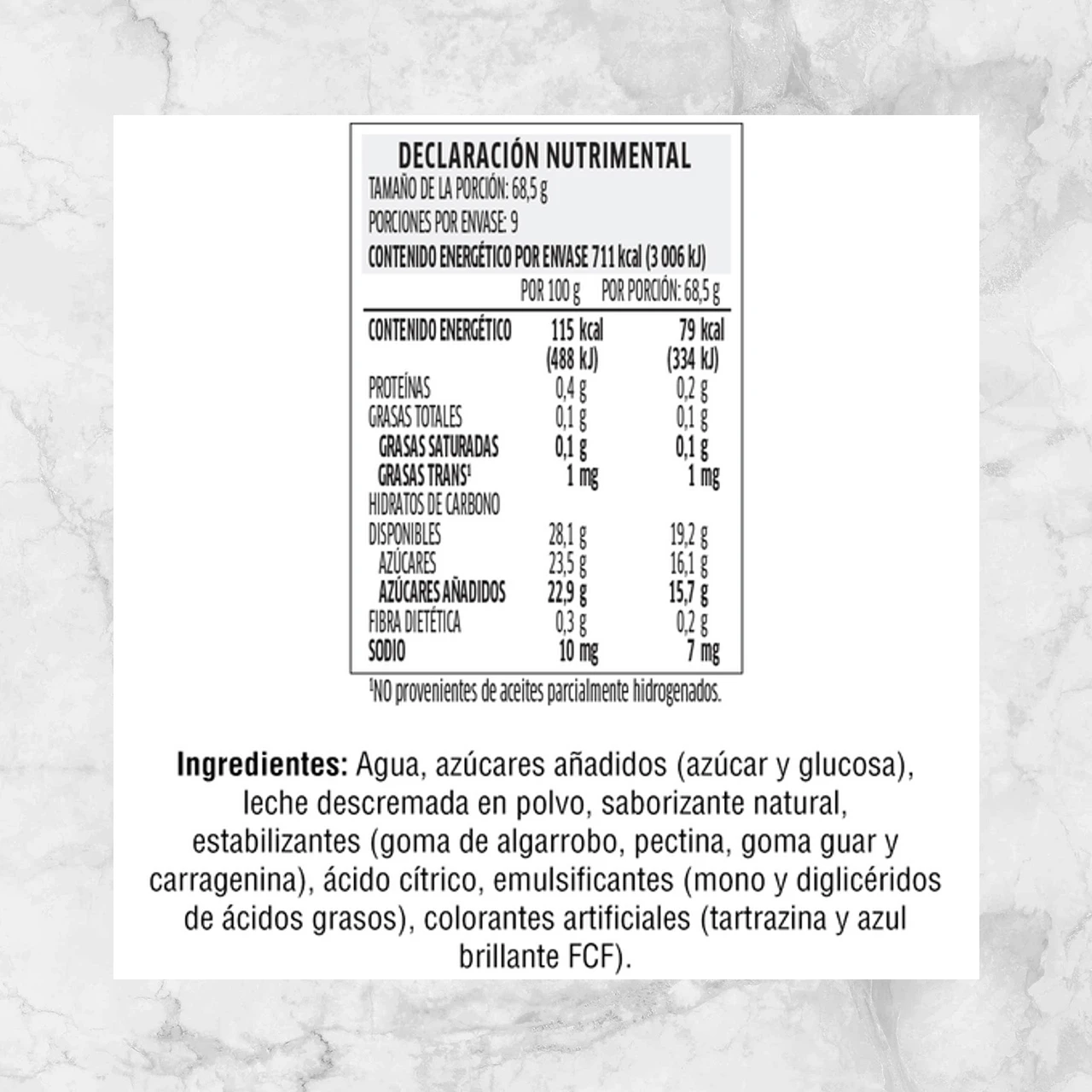 82199 NIEVE DE LIMÓN HOLANDA 900ml Info Nutrimental