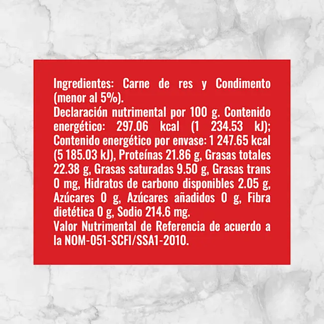 80960 HAMBURGUESAS DE RES MINI Info Nutrimemtal