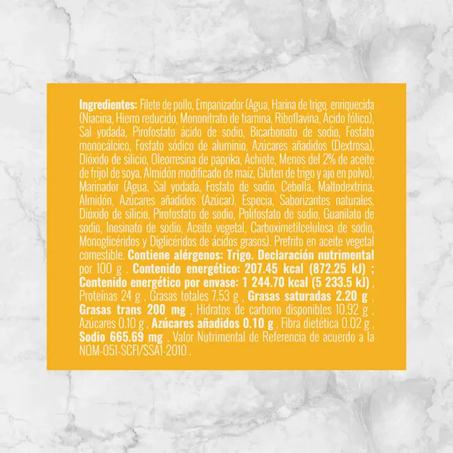 81034 80295 FILETES DE POLLO EMPANIZADOS Info nutrimental