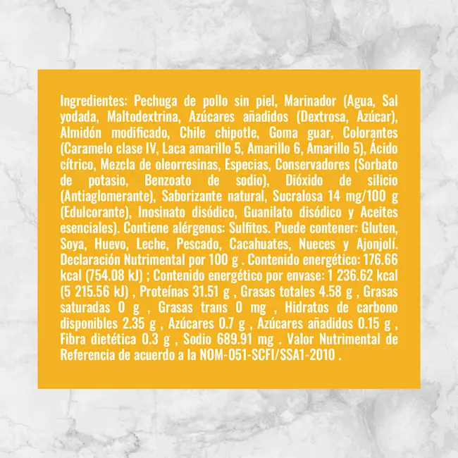 81556 FAJITAS DE PECHUGA DE POLLO BBQ PICANTE Info nutrimental