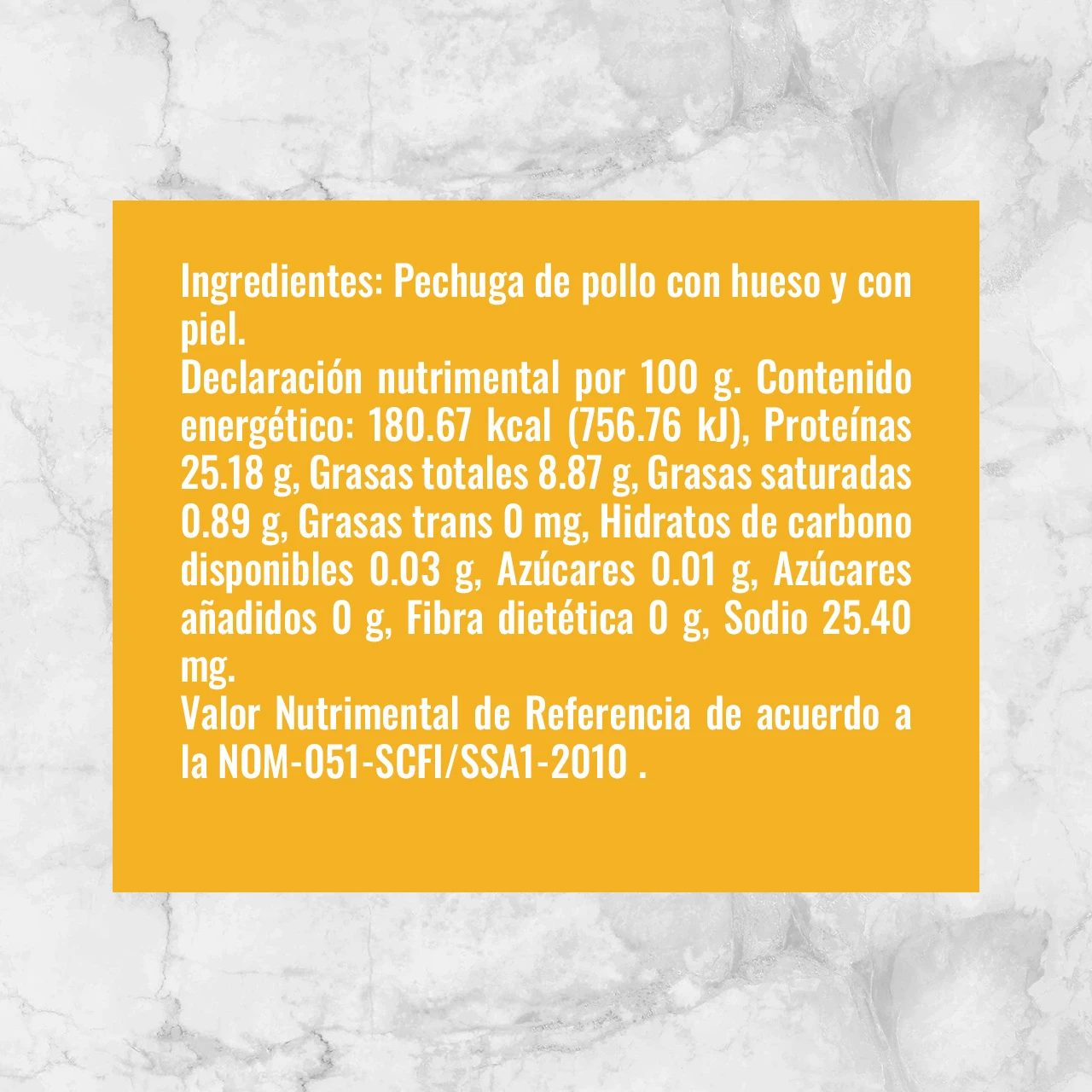 81119 PECHUGA DE POLLO CON HUESO CON PIEL Info nutrimental