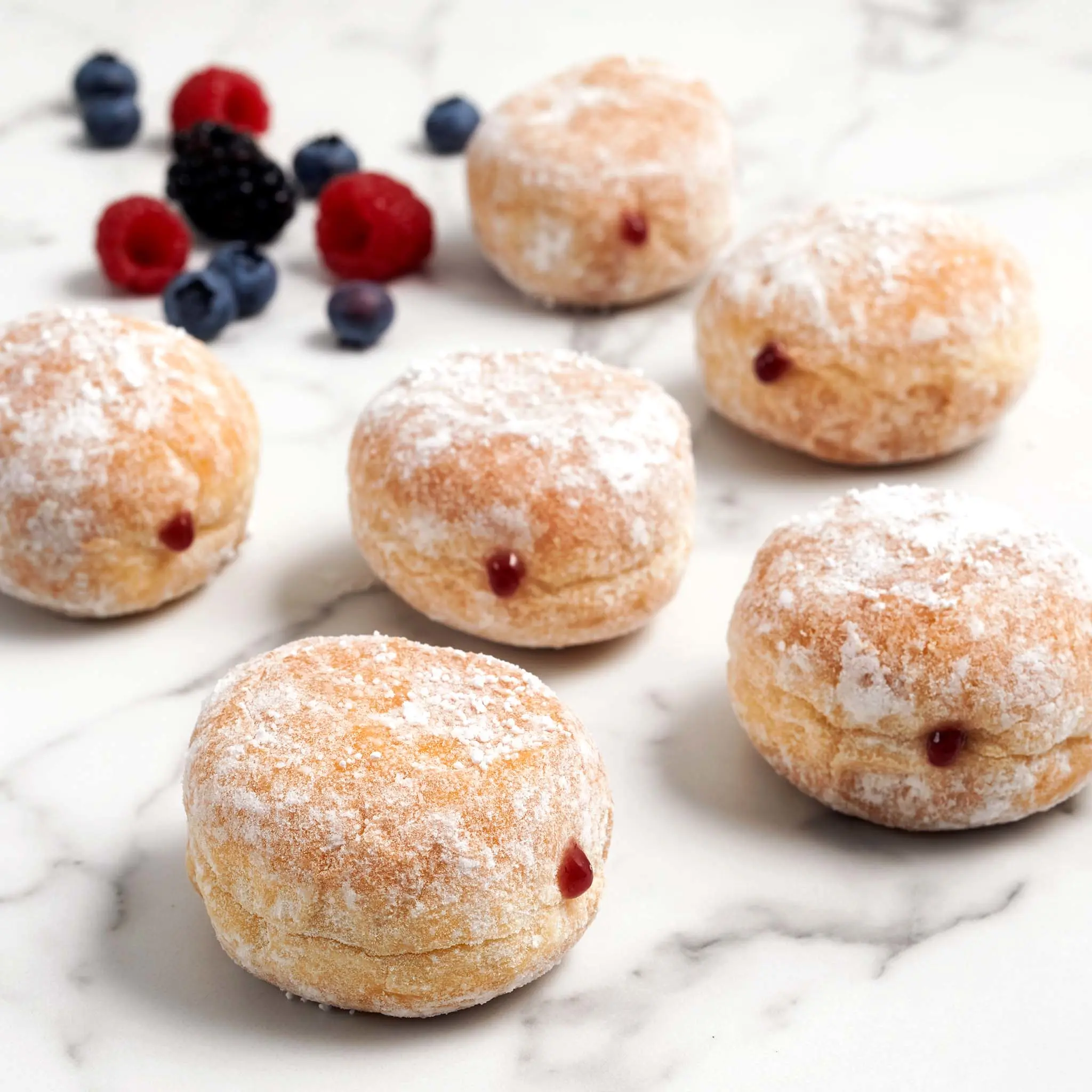 7195 WF Raw Mini Beignets with Mixed Berries Breads, Appetizers & Desserts