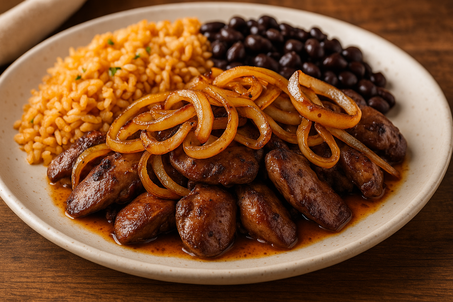 Hígado de pollo encebollado
