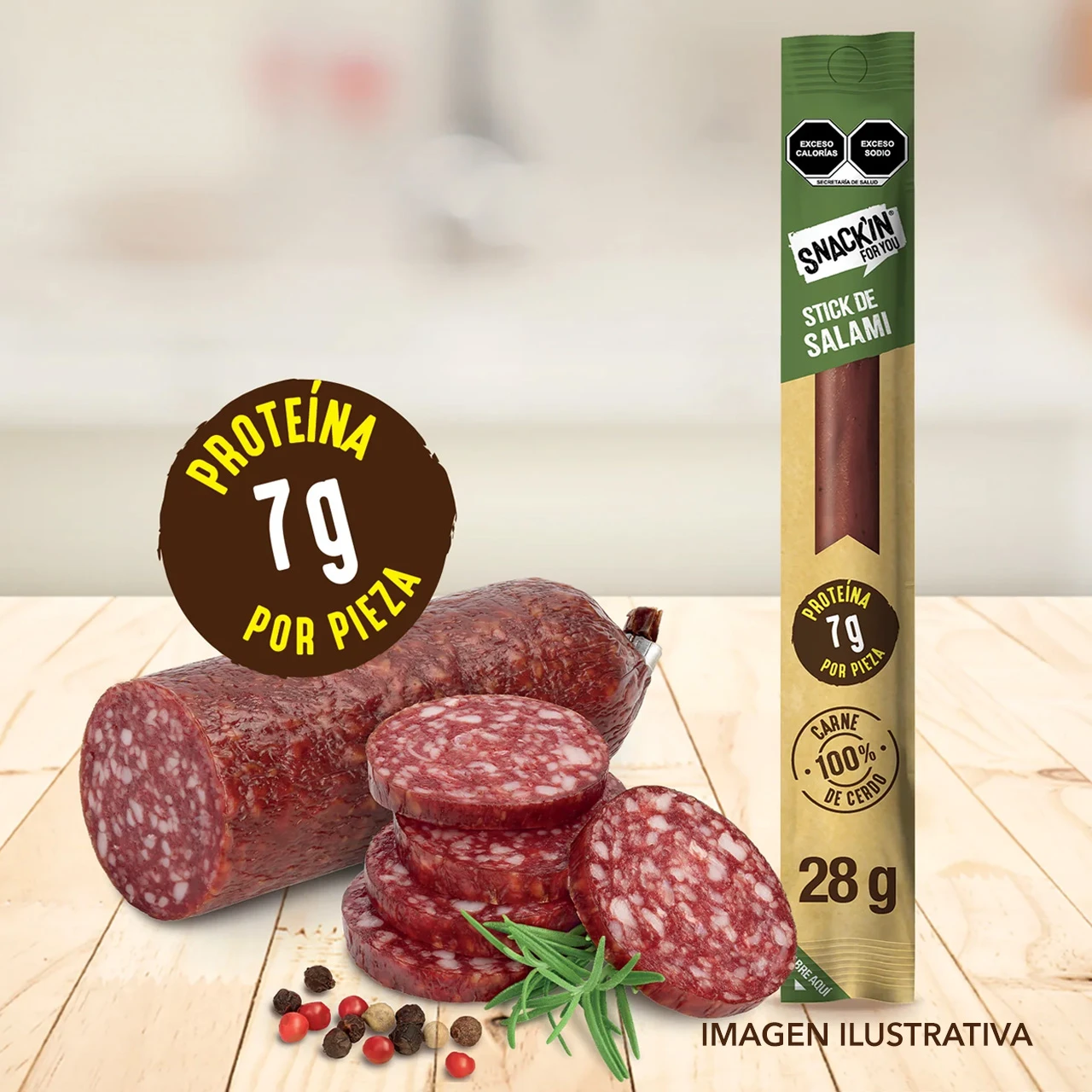 82423 WFMex Lifestyle STICK DE SALAMI SNACKIN FOR YOU 28g Botanas