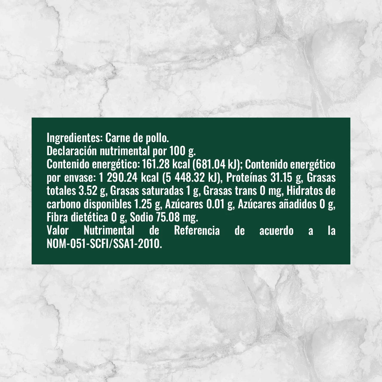 80560 MEDIAS PECHUGAS DE POLLO Info Nutrimental