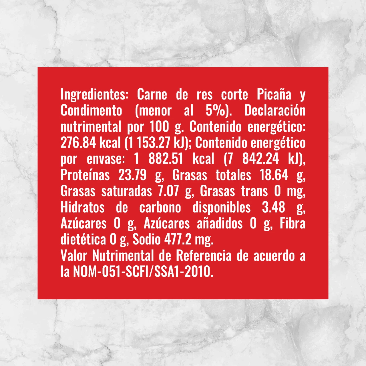 80566 HAMBURGUESAS DE PICANA Info Nutrimental