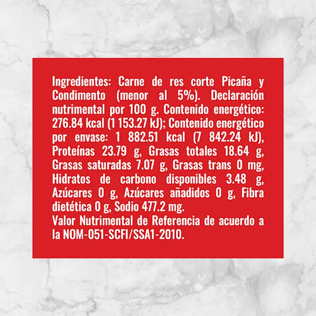 80566 HAMBURGUESAS DE PICANA Info Nutrimental