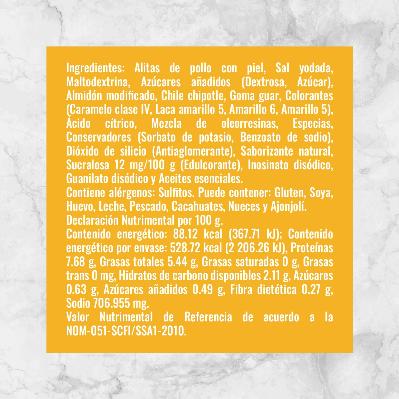 81471 ALITAS DE POLLO CON SALSA BBQ PICANTE Info Nutrimental