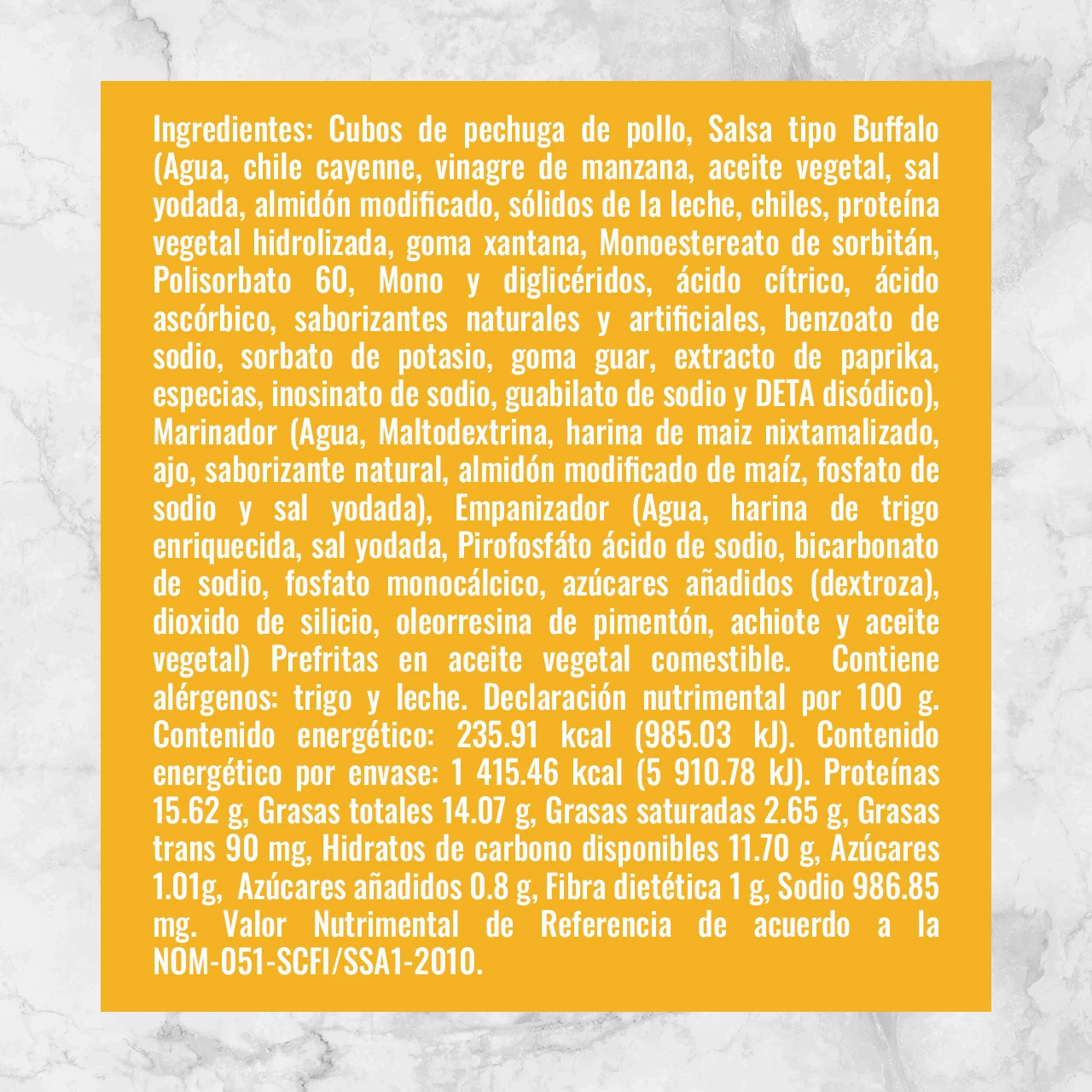 81030 80139 BONELESS DE POLLO BUFFALO Info Nutrimental