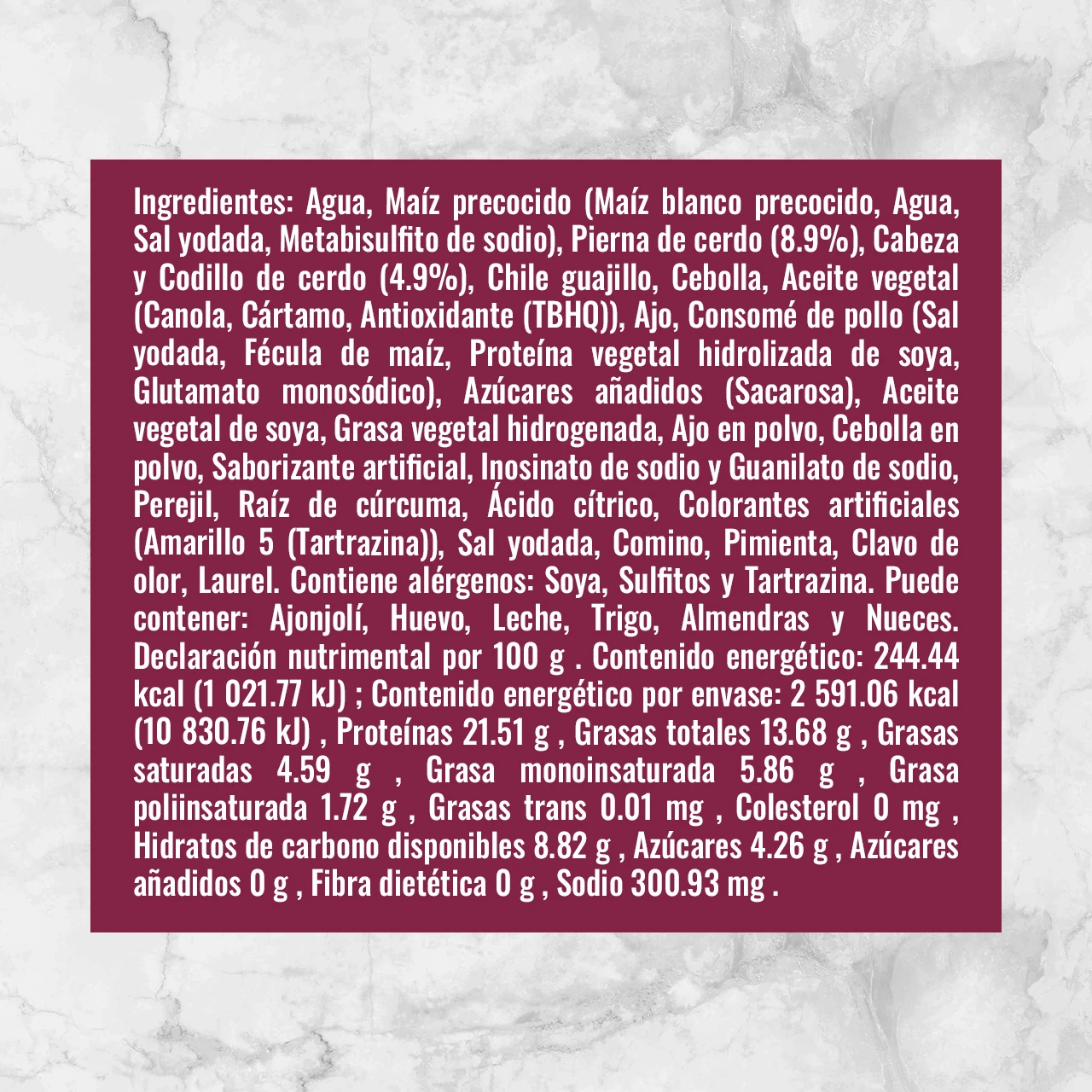 82465 POZOLE WF 1.06KG Info nutrimental