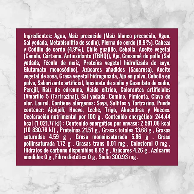 82465 POZOLE WF 1.06KG Info nutrimental