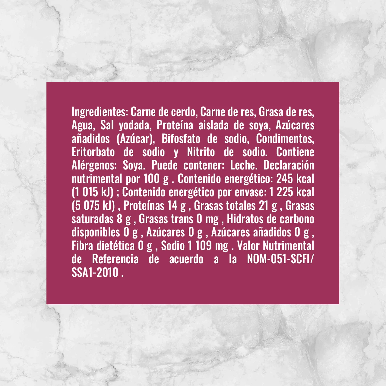 80127 SALCHICHA FRANKFURT Info Nutrimental