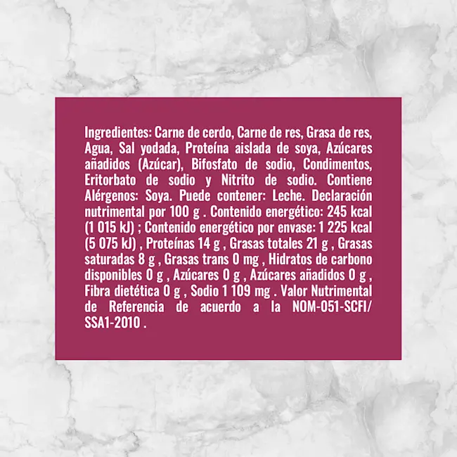 80127 SALCHICHA FRANKFURT Info Nutrimental