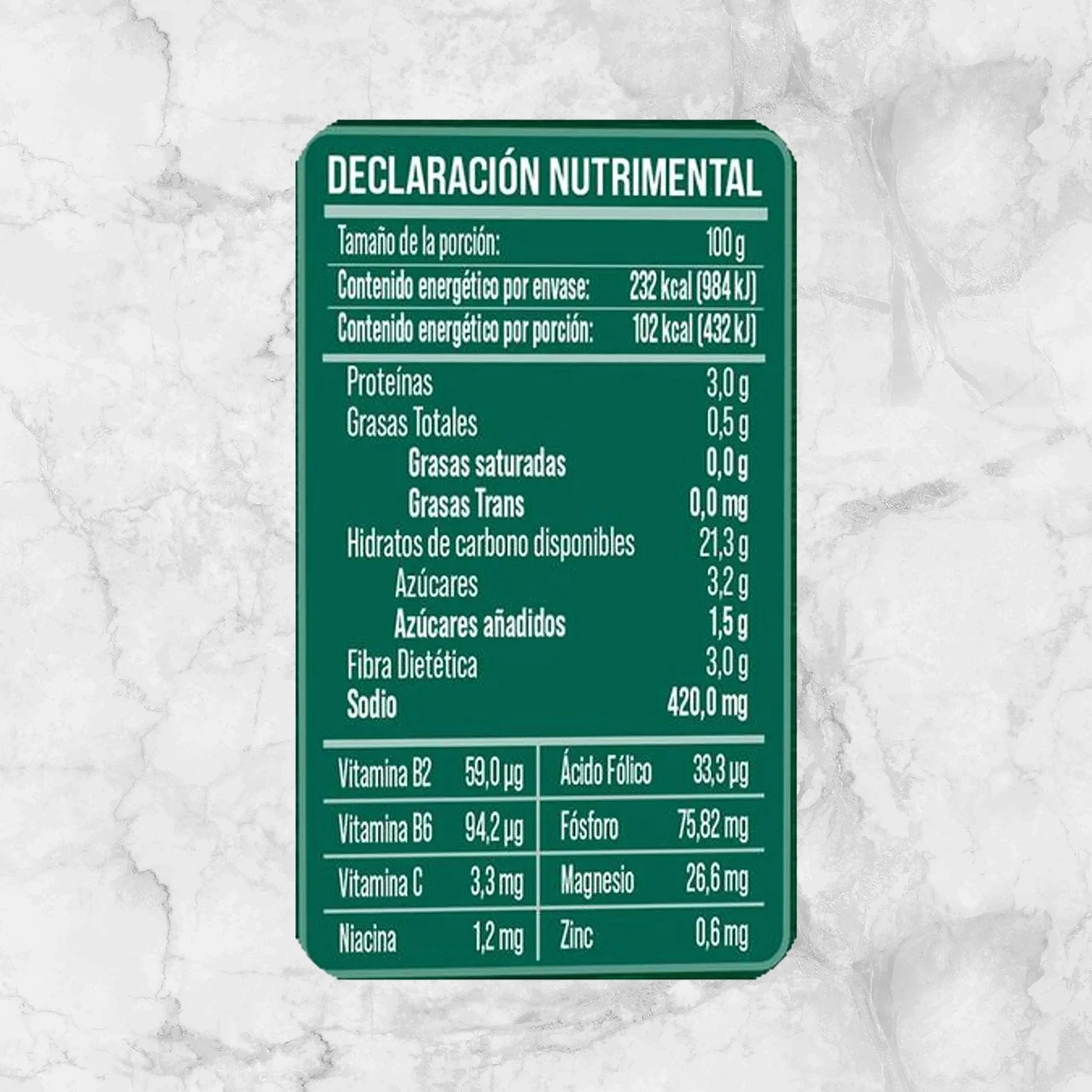 82288 CORN RIBS BBQ 380 GR Tabla Nutrimental