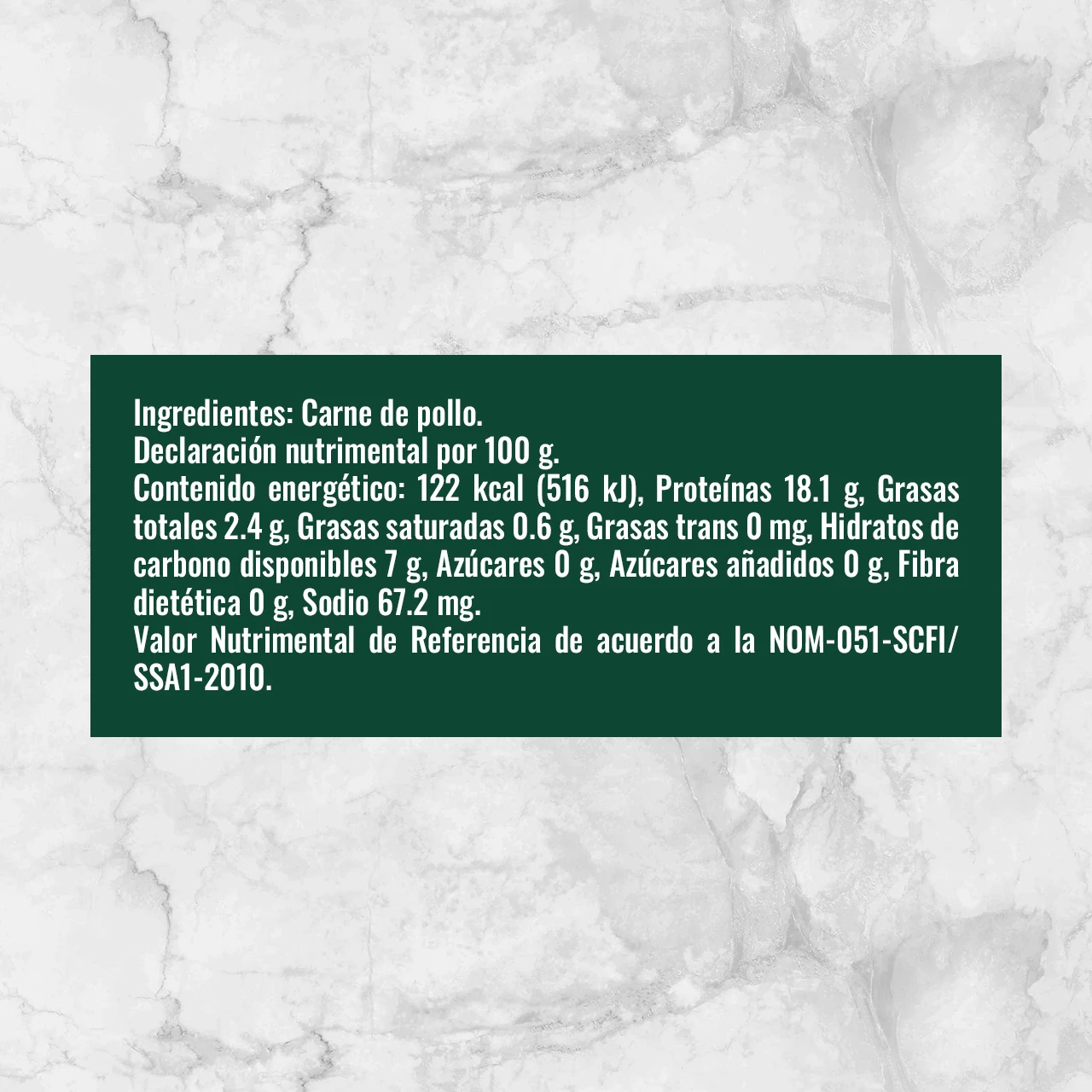 80561 MEDIAS PECHUGAS DE POLLO CON PIEL Y CON HUESO Info Nutrimental