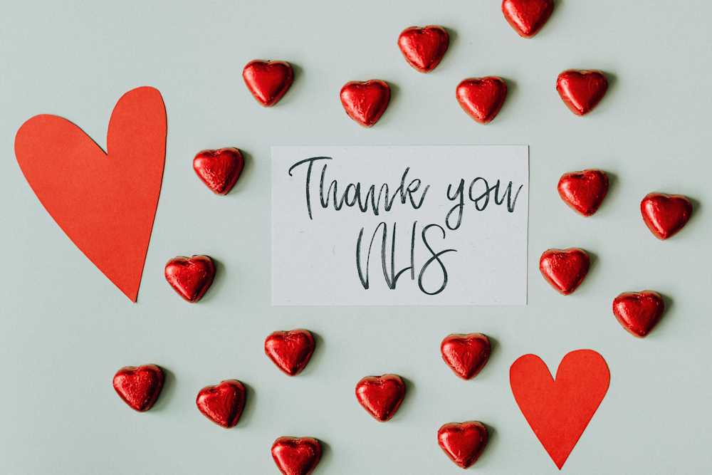 Thank you NHS post card with love hearts