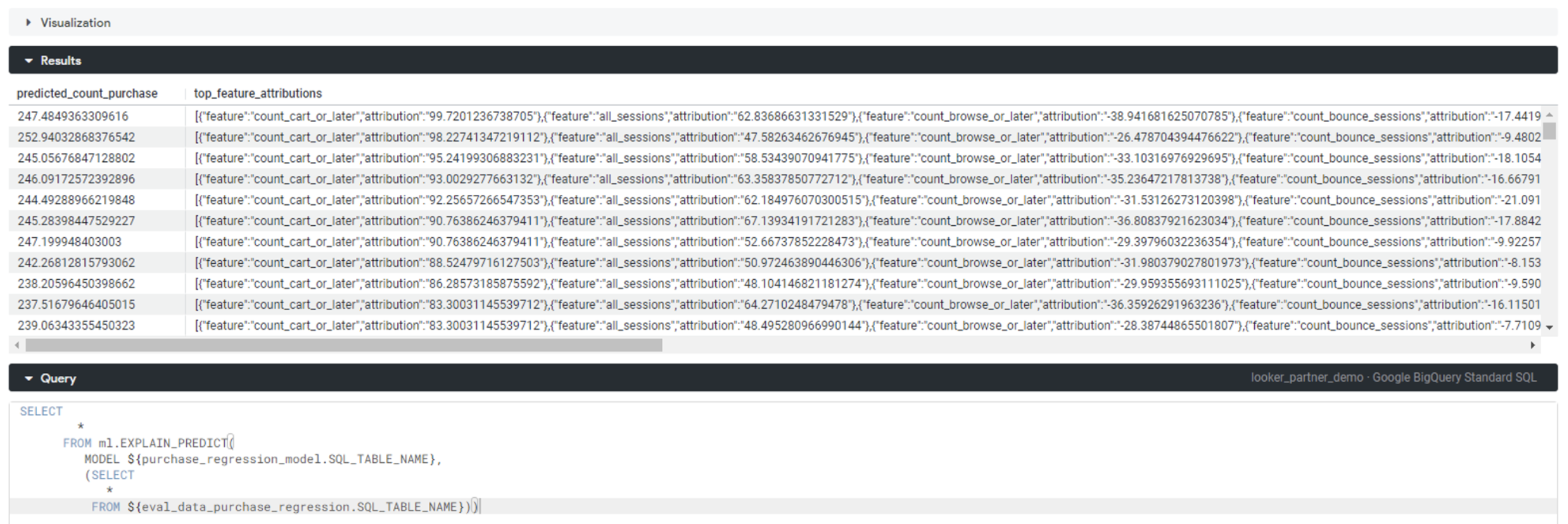 The ml.EXLAIN_PREDICT Function