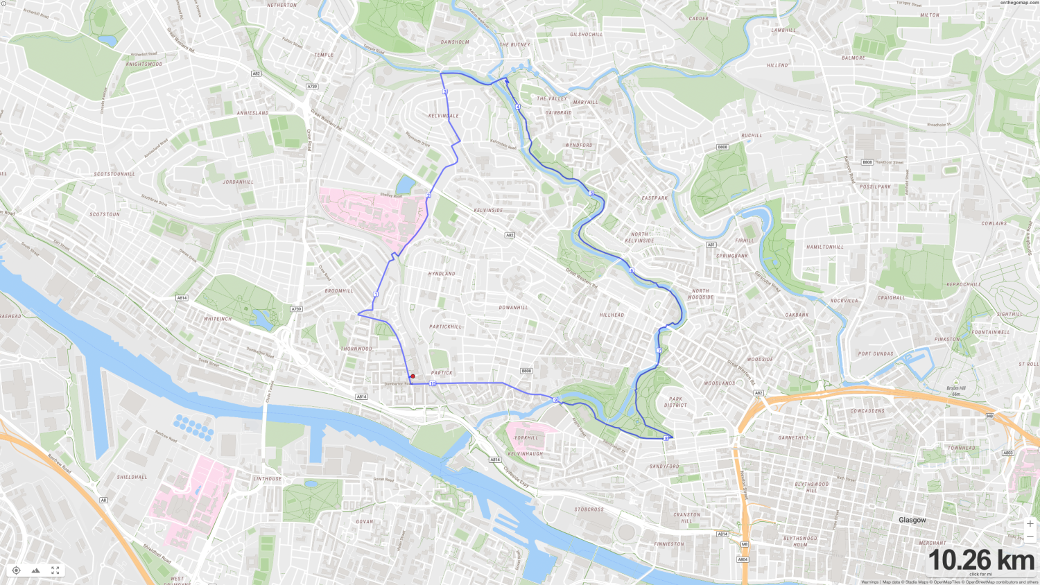 Glasgow West End River Kelvin Running Route